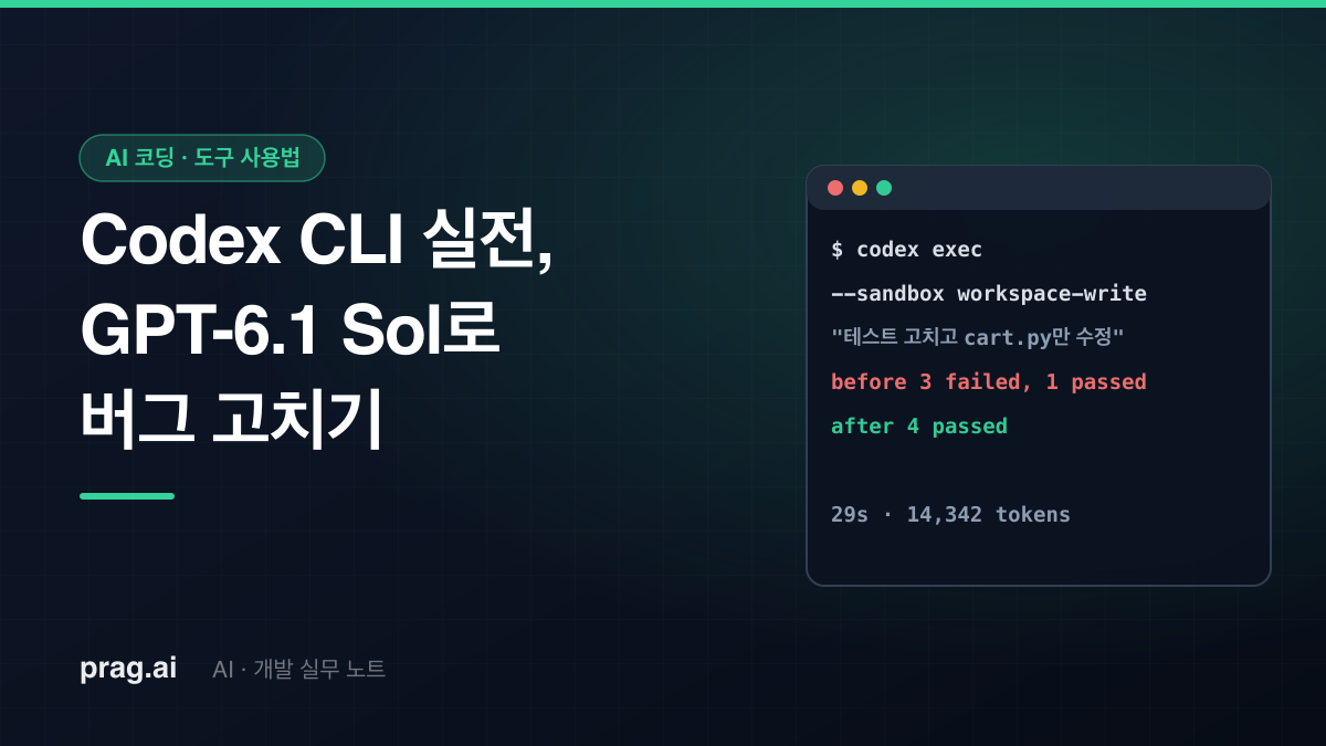 Codex CLI 실전 사용법 — GPT-6.1 Sol로 버그 고치기, 그리고 테스트가 묻지 않은 것